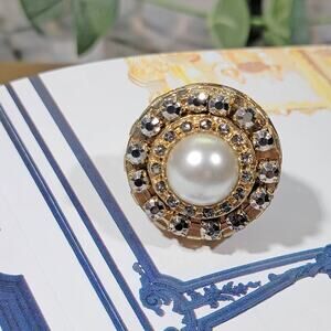 Stretchy Rhinestones Circle Medallion Adjustable Fashion New Ring